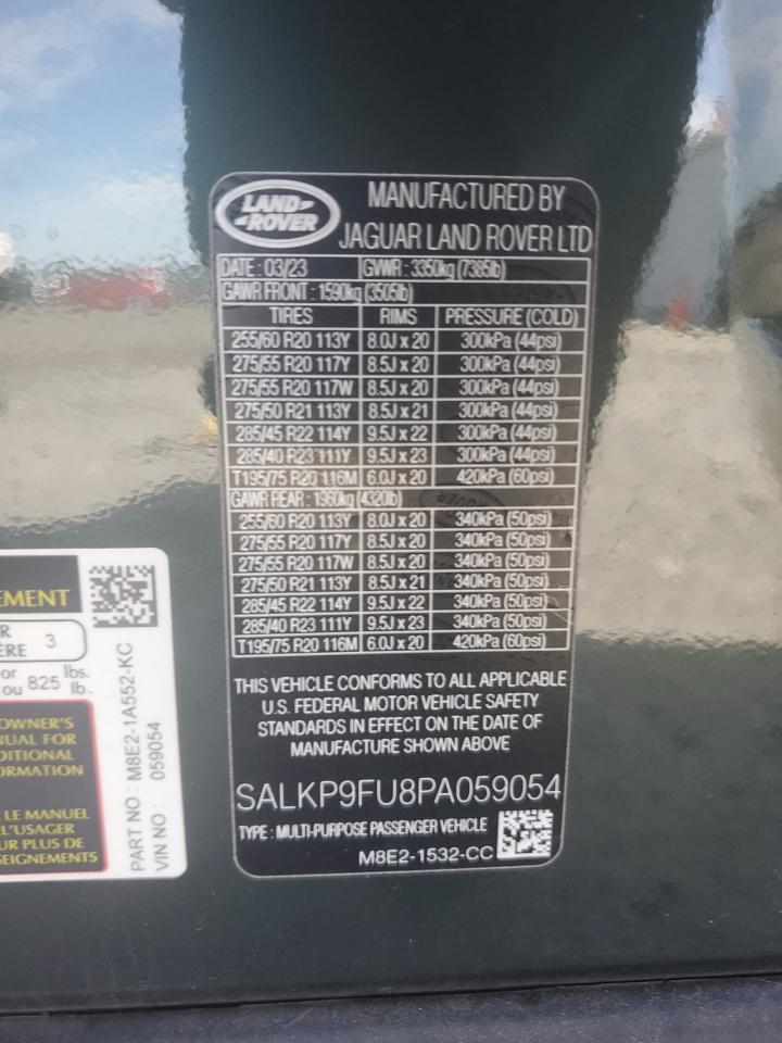 2023 Land Rover Range Rover Se VIN: SALKP9FU8PA059054 Lot: 81820005