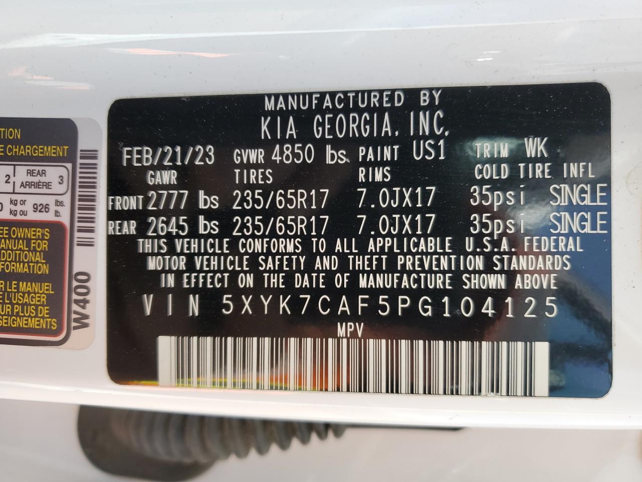 2023 Kia Sportage X-Pro VIN: 5XYK7CAF5PG104125 Lot: 81597585