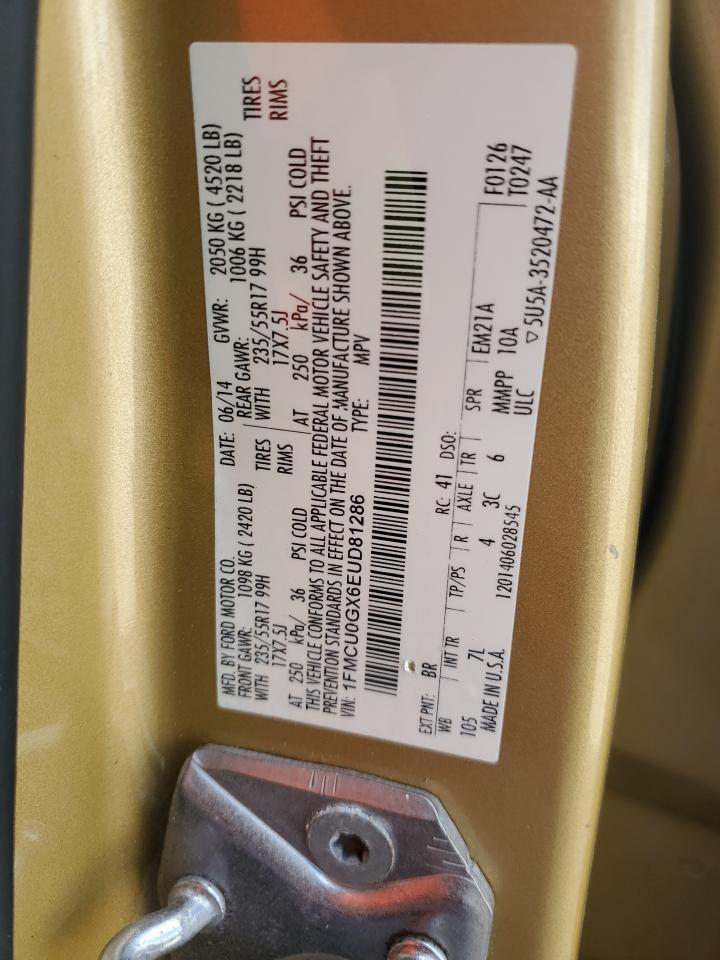 2014 Ford Escape Se VIN: 1FMCU0GX6EUD81286 Lot: 80860415