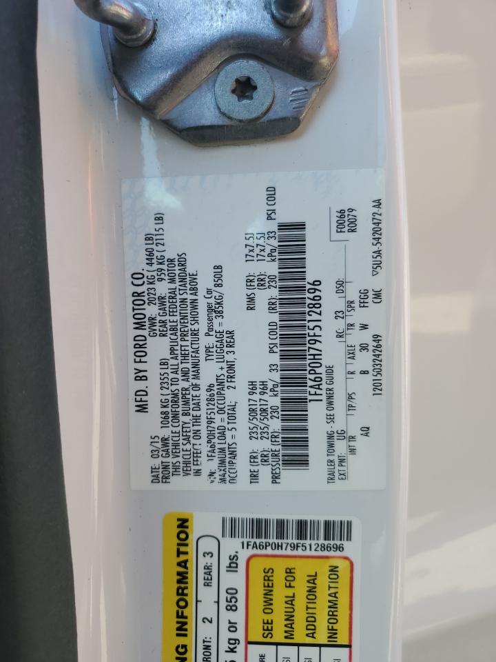 2015 Ford Fusion Se VIN: 1FA6P0H79F5128696 Lot: 80723105