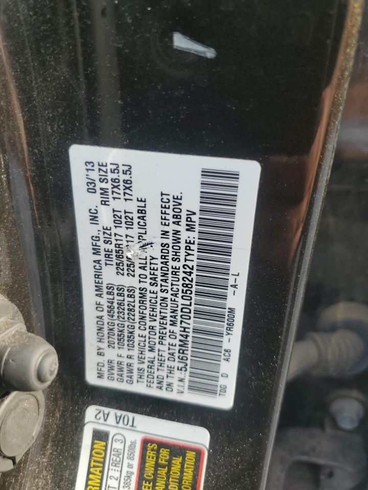 2013 Honda Cr-V Exl VIN: 5J6RM4H70DL058242 Lot: 80534325