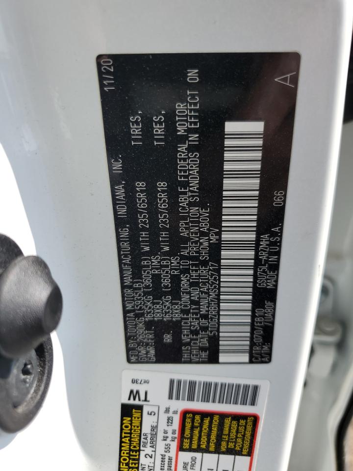 2021 Toyota Highlander Xle VIN: 5TDGZRBH7MS525717 Lot: 71792615