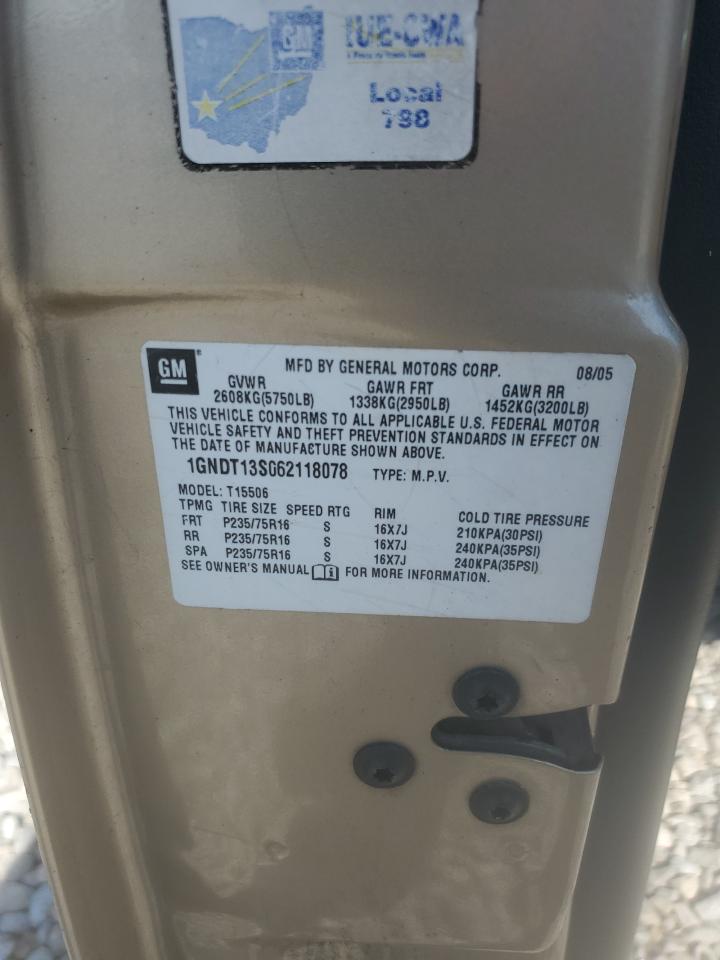 2006 Chevrolet Trailblazer Ls VIN: 1GNDT13S062118078 Lot: 81758235