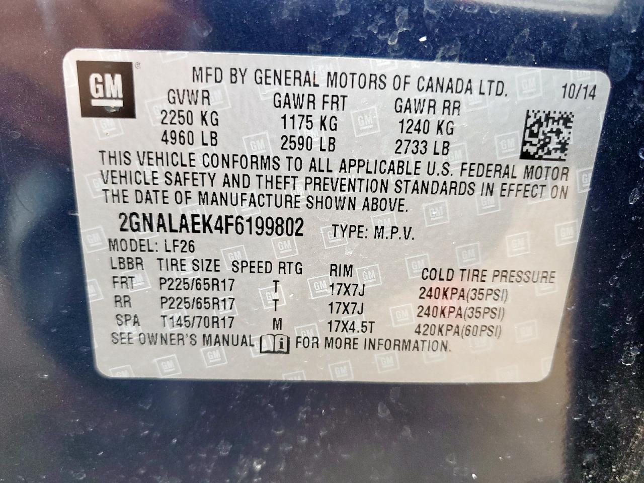 2015 Chevrolet Equinox Ls VIN: 2GNALAEK4F6199802 Lot: 80720955