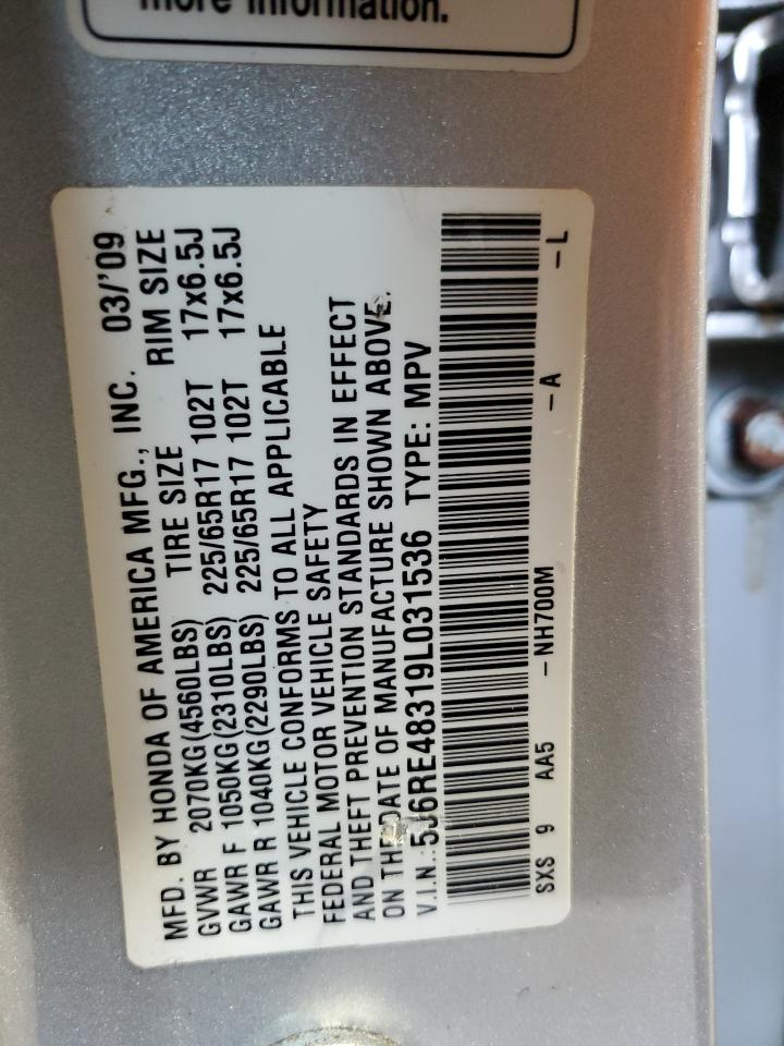 2009 Honda Cr-V Lx VIN: 5J6RE48319L031536 Lot: 81945735