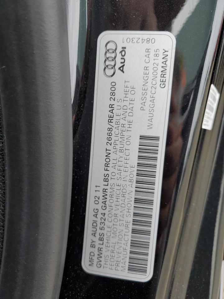 2012 Audi A7 Prestige VIN: WAUSGAFC2CN002185 Lot: 82153425