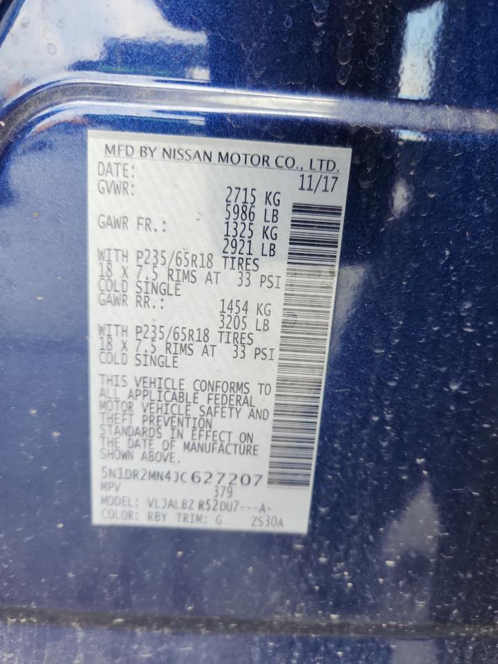 2018 Nissan Pathfinder S VIN: 5N1DR2MN4JC627207 Lot: 70778825