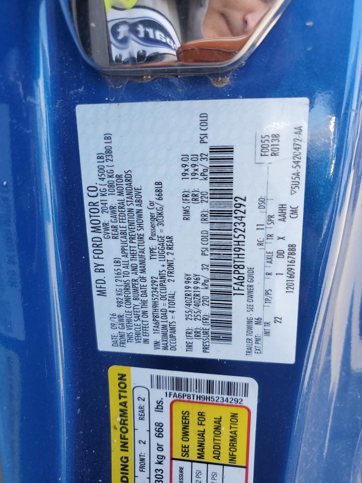 2017 Ford Mustang VIN: 1FA6P8TH9H5234292 Lot: 80029865