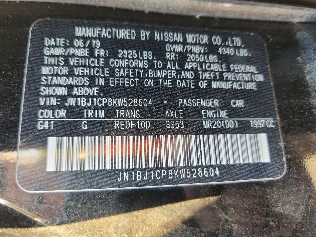 2019 Nissan Rogue Sport S VIN: JN1BJ1CP8KW528604 Lot: 81445955