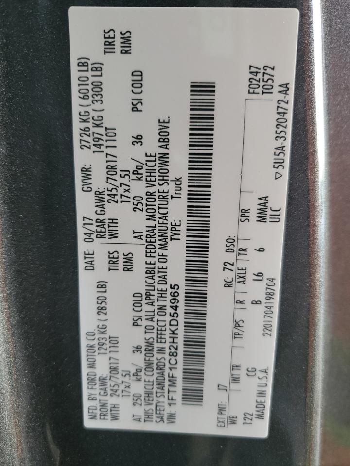 2017 Ford F150 VIN: 1FTMF1C82HKD54965 Lot: 80659585