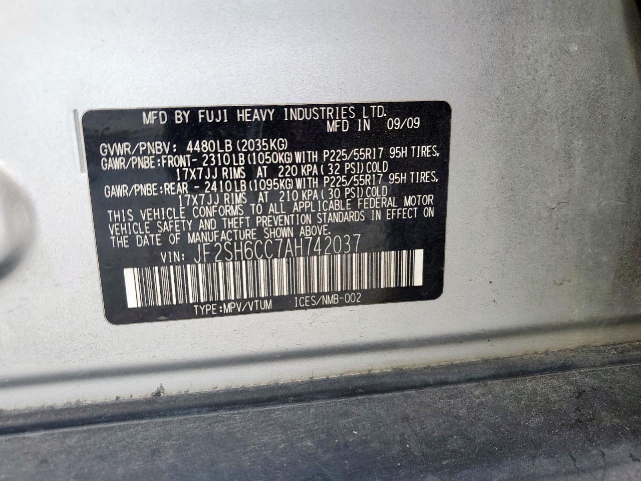 2010 Subaru Forester 2.5X Premium VIN: JF2SH6CC7AH742037 Lot: 82156815