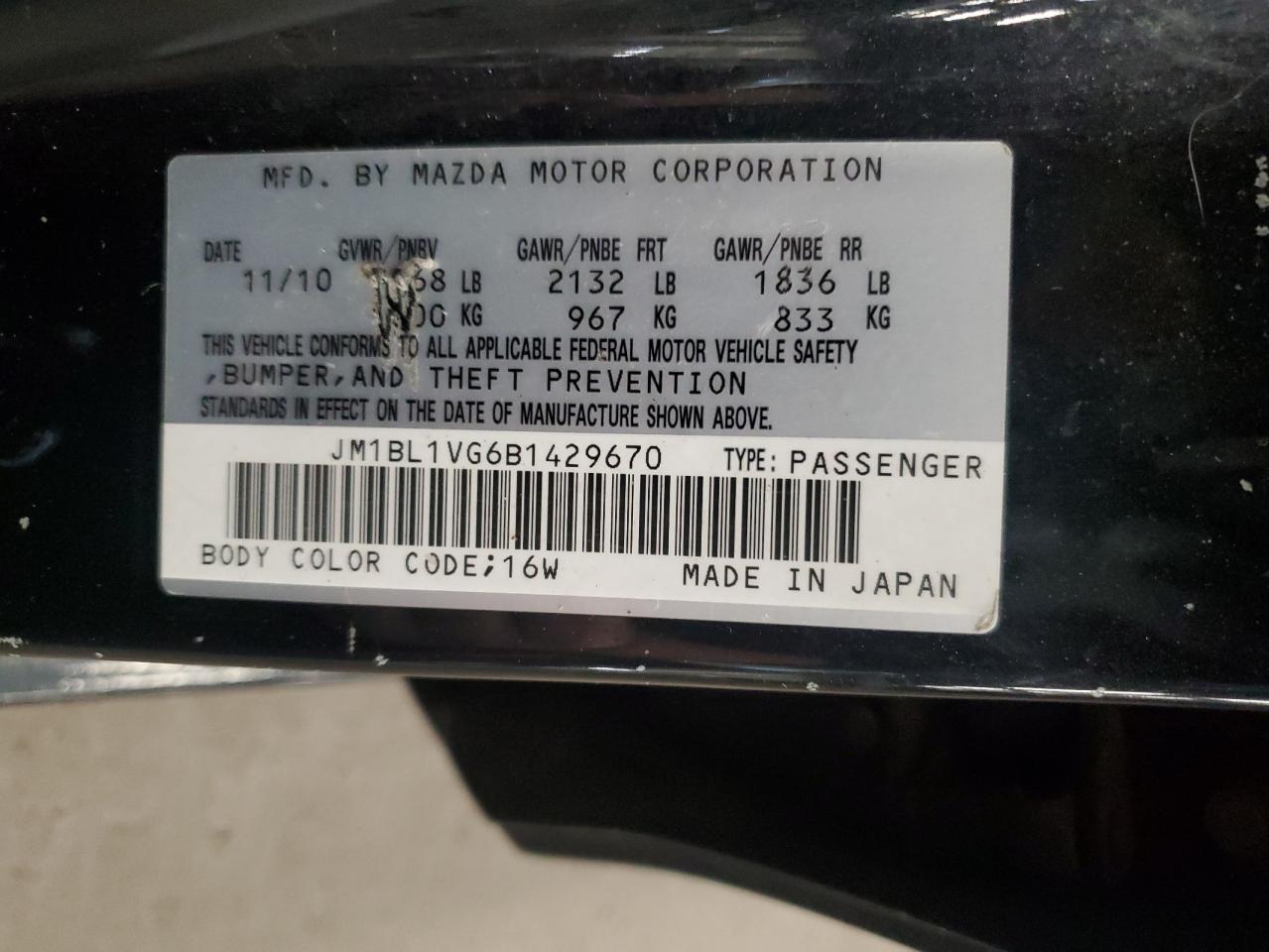 2011 Mazda 3 I VIN: JM1BL1VG6B1429670 Lot: 71734095