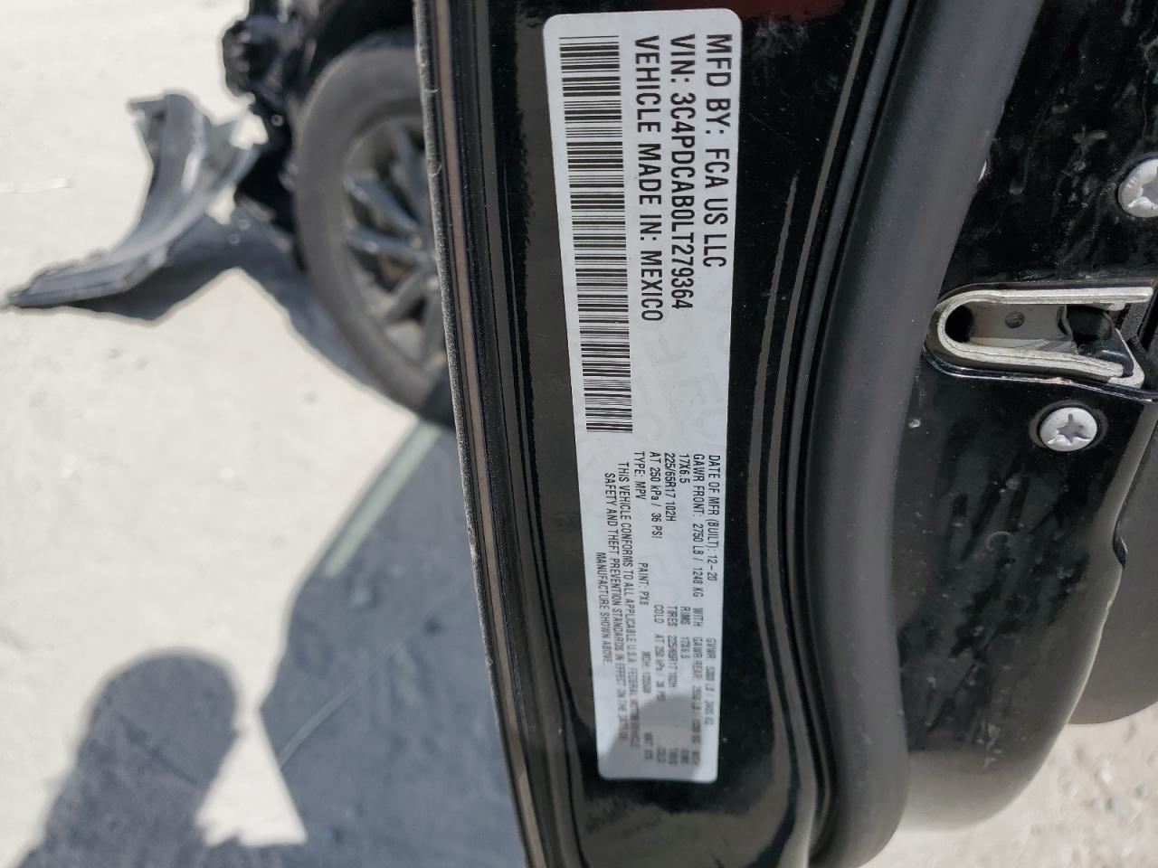 2020 Dodge Journey Se VIN: 3C4PDCAB0LT279364 Lot: 84424265