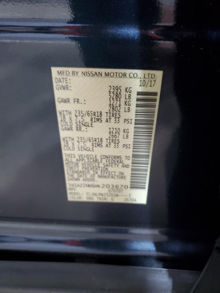 2017 Nissan Murano S VIN: 5N1AZ2MH6HN203670 Lot: 71250065