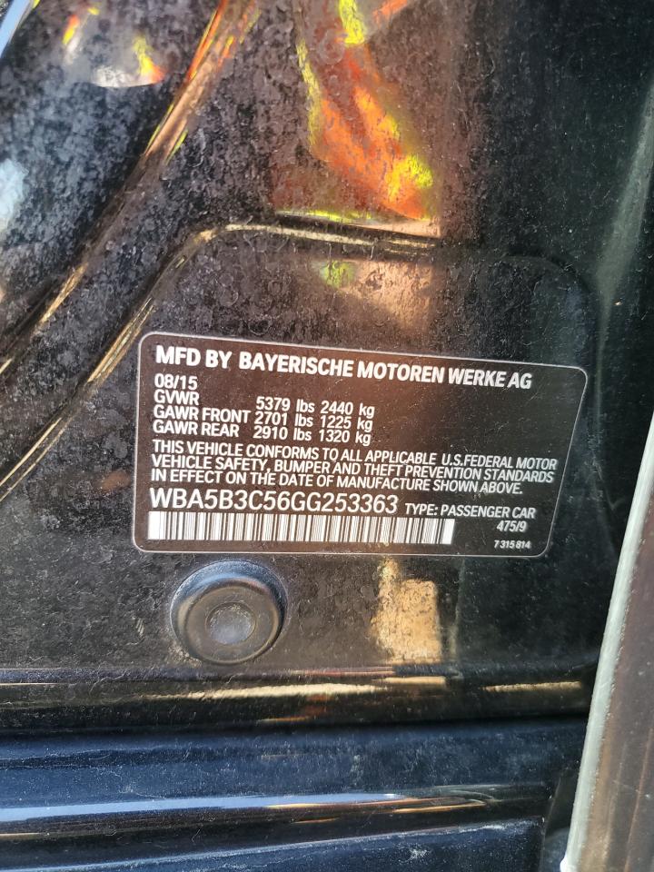 2016 BMW 535 Xi VIN: WBA5B3C56GG253363 Lot: 84740585