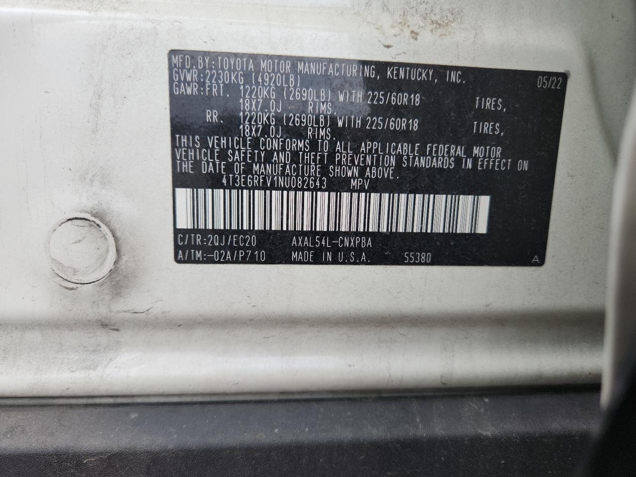 2022 Toyota Rav4 Xse VIN: 4T3E6RFV1NU082643 Lot: 70957375