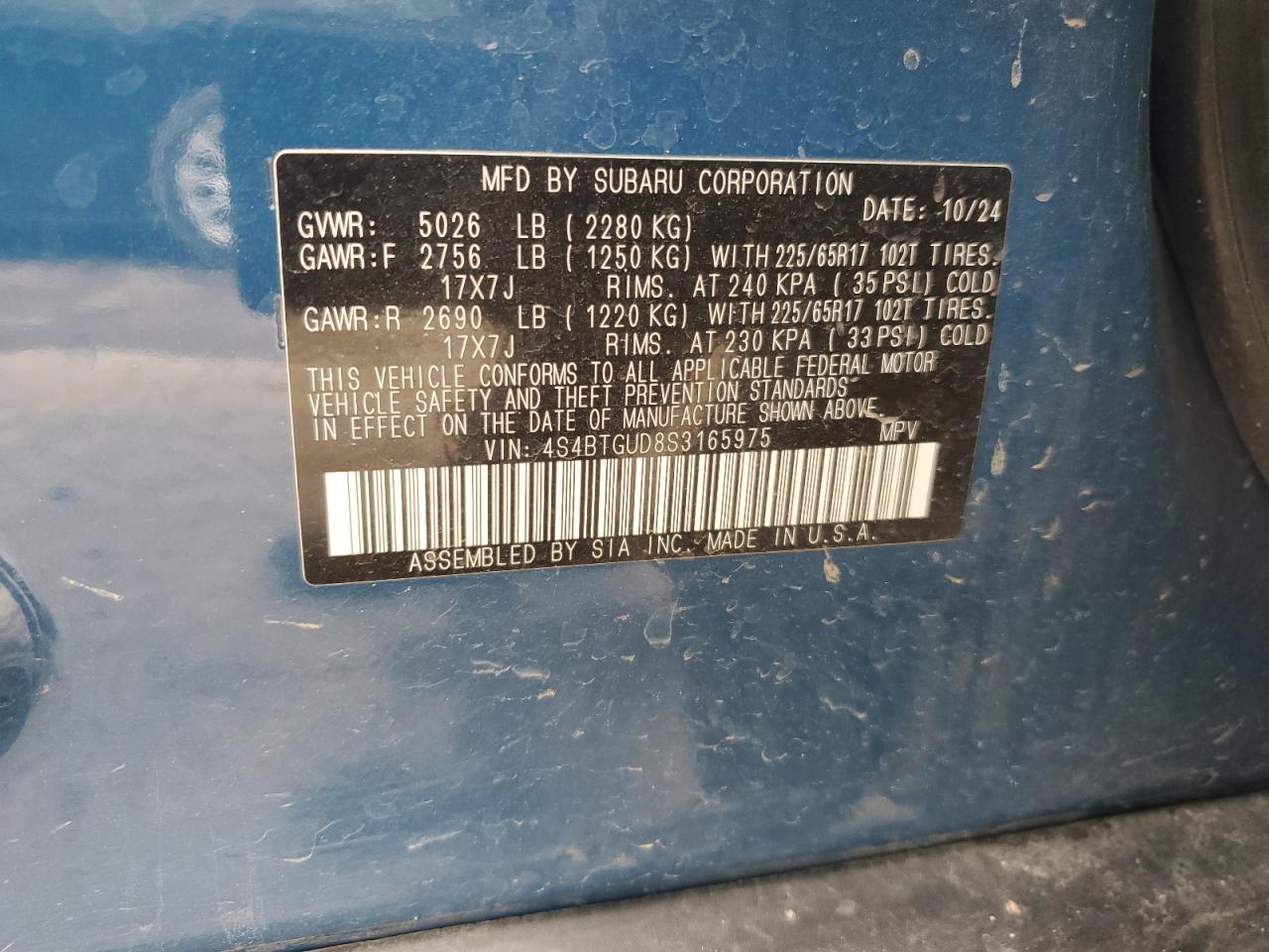 2025 Subaru Outback Wilderness VIN: 4S4BTGUD8S3165975 Lot: 81333835