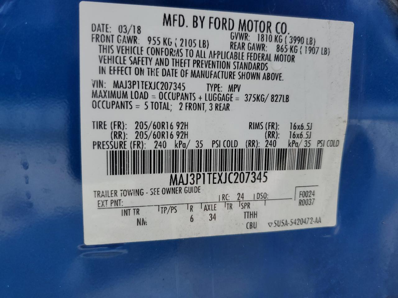 2018 Ford Ecosport Se VIN: MAJ3P1TEXJC207345 Lot: 81238735
