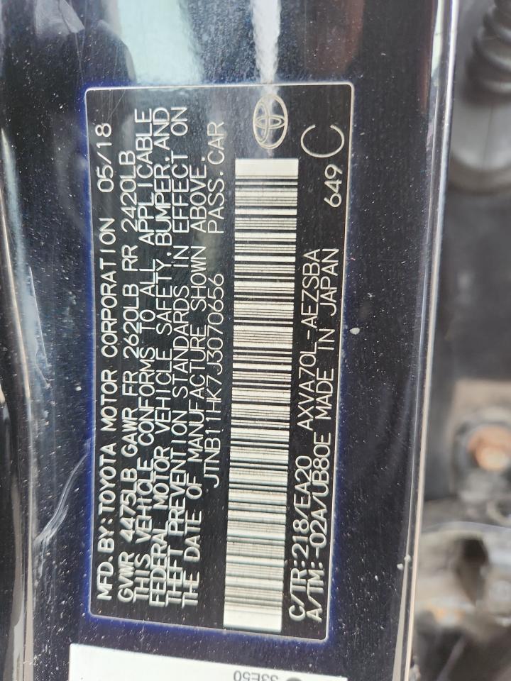 2018 Toyota Camry L VIN: JTNB11HK7J3070656 Lot: 84783185