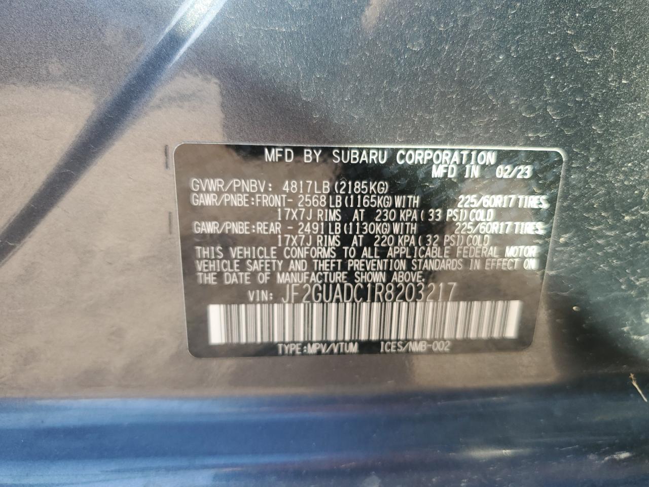 2024 Subaru Crosstrek Premium VIN: JF2GUADC1R8203217 Lot: 71351965