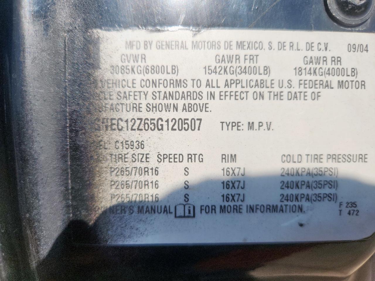 2005 Chevrolet Avalanche C1500 VIN: 3GNEC12Z65G120507 Lot: 84012295