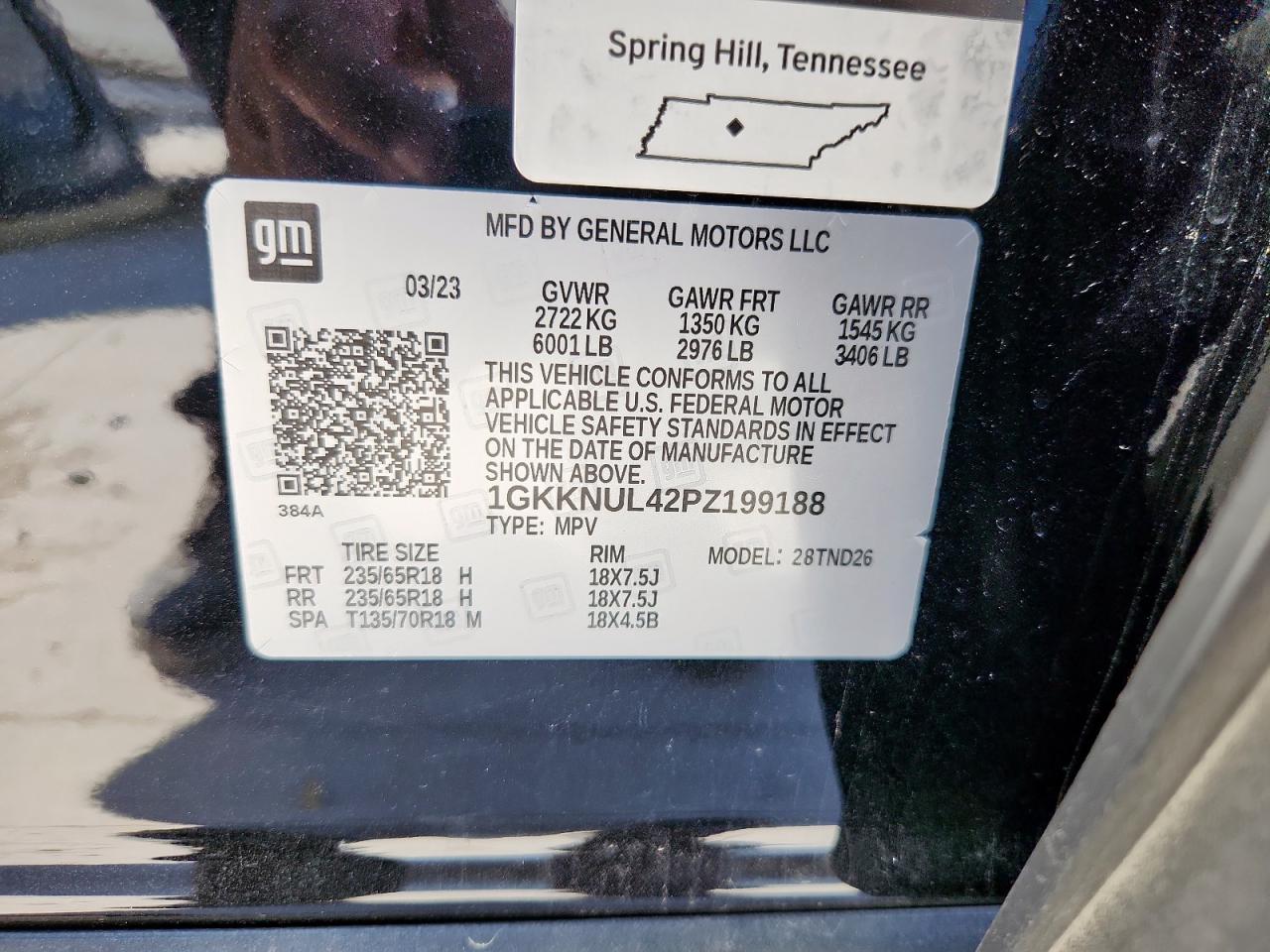 2023 GMC Acadia Slt VIN: 1GKKNUL42PZ199188 Lot: 83821915