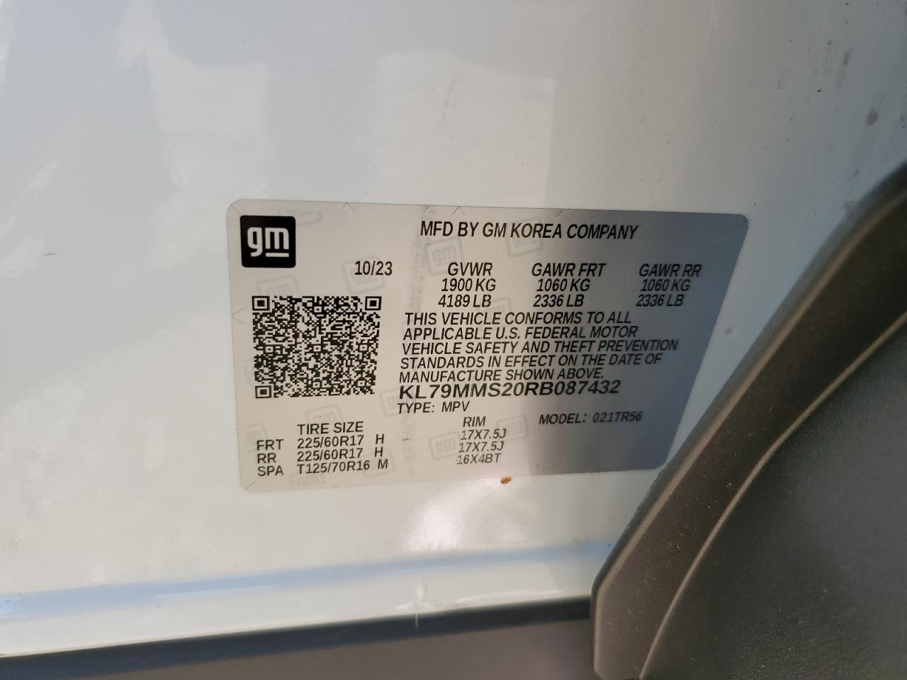 2024 Chevrolet Trailblazer Ls VIN: KL79MMS20RB087432 Lot: 80888515