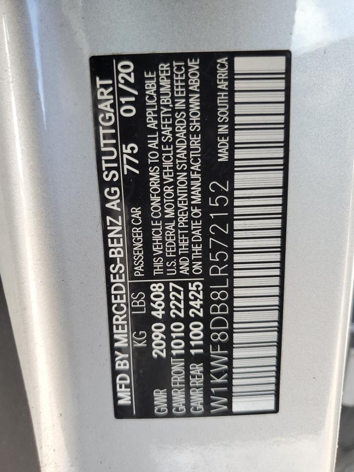 2020 Mercedes-Benz C 300 VIN: W1KWF8DB8LR572152 Lot: 84407355