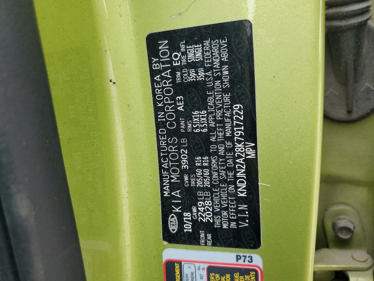 2019 Kia Soul VIN: KNDJN2A28K7917229 Lot: 83973805