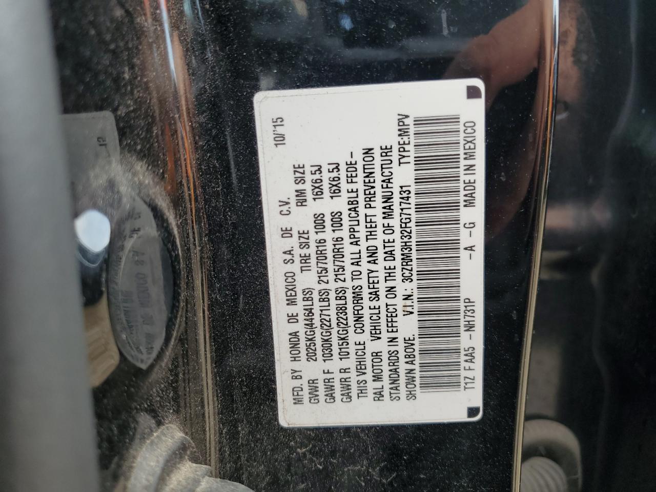 2015 Honda Cr-V Lx VIN: 3CZRM3H32FG717431 Lot: 81241755