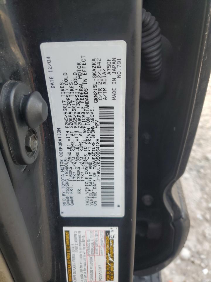 2005 Toyota 4Runner Limited VIN: JTEBU17R350064186 Lot: 84253745