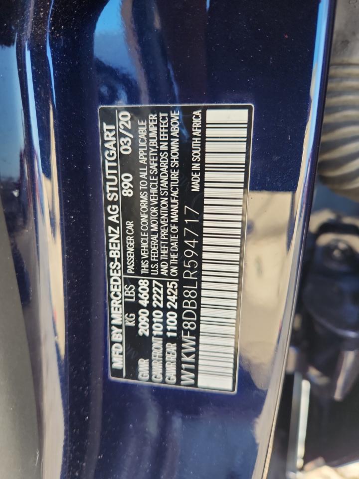 2020 Mercedes-Benz C 300 VIN: W1KWF8DB8LR594717 Lot: 81791995