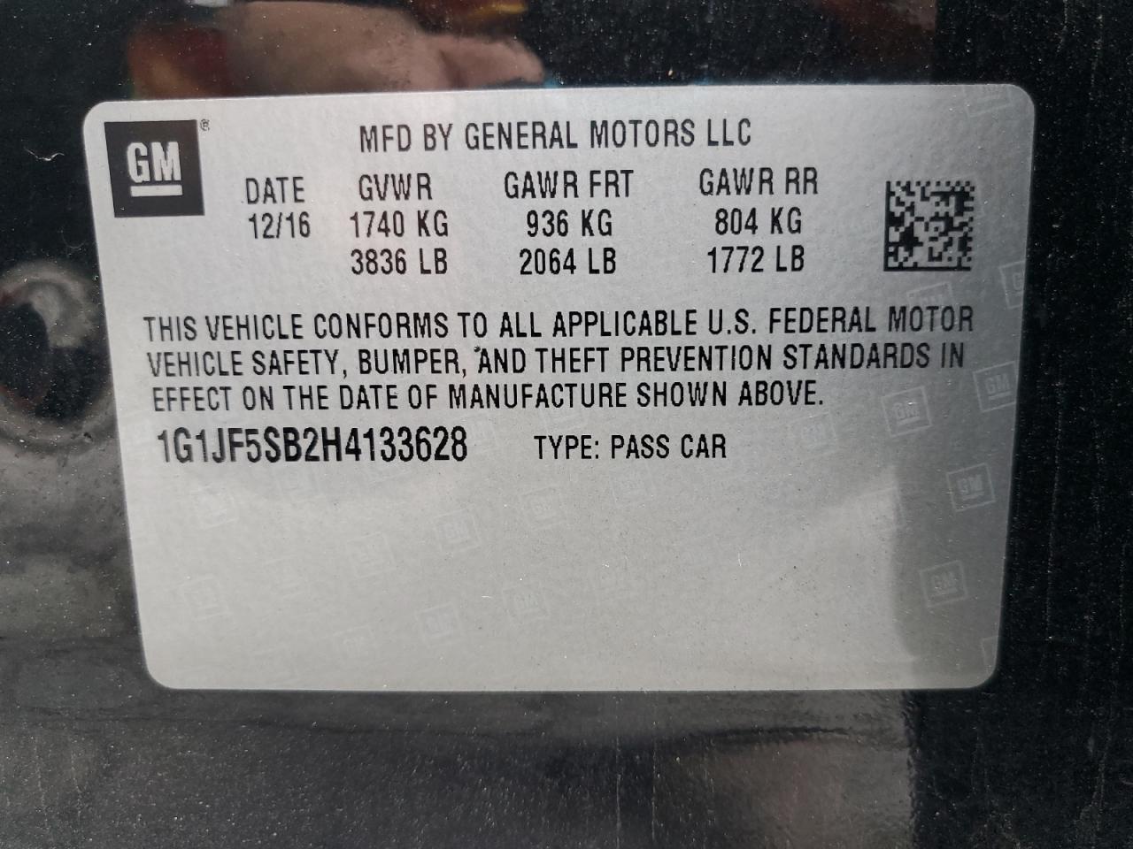 2017 Chevrolet Sonic Premier VIN: 1G1JF5SB2H4133628 Lot: 81118515