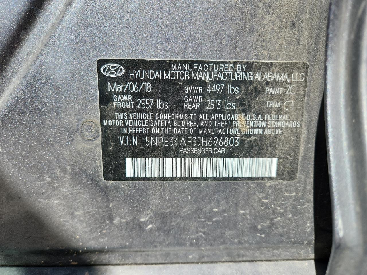 2018 Hyundai Sonata Sport VIN: 5NPE34AF3JH696803 Lot: 70933775