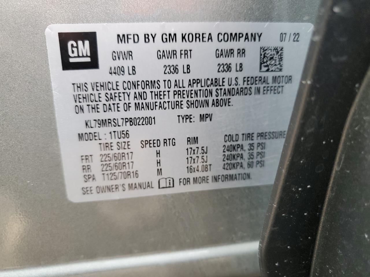 2023 Chevrolet Trailblazer Lt VIN: KL79MRSL7PB022001 Lot: 84803445