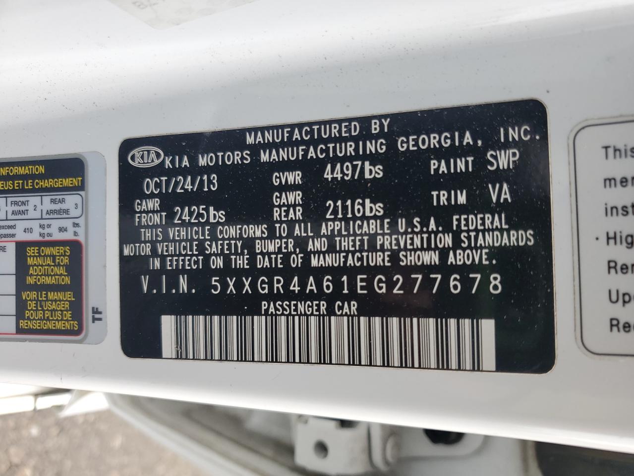 2014 Kia Optima Sx VIN: 5XXGR4A61EG277678 Lot: 81496565
