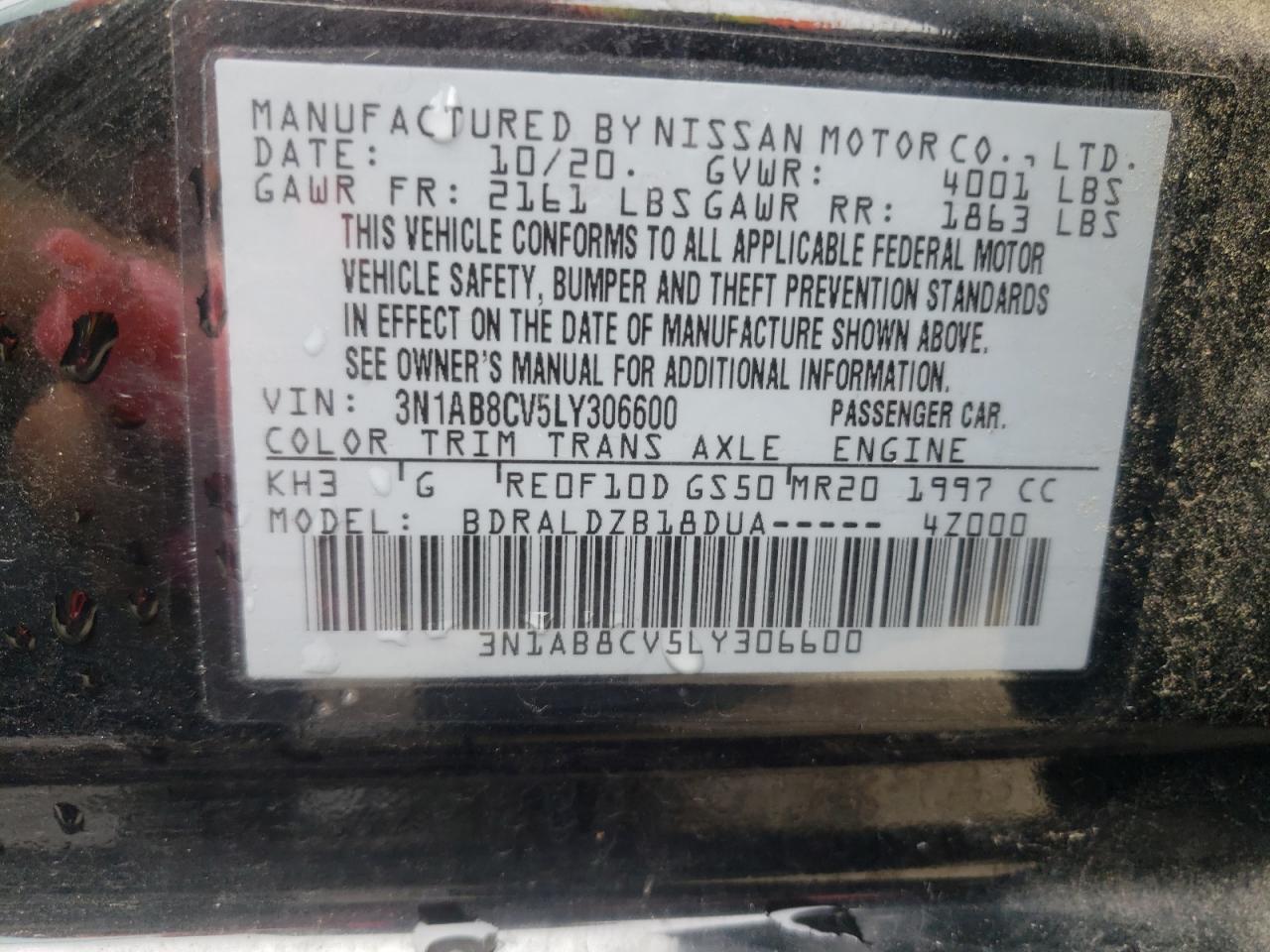 2020 Nissan Sentra Sv VIN: 3N1AB8CV5LY306600 Lot: 81080275