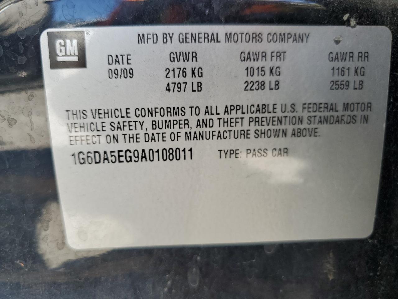 2010 Cadillac Cts VIN: 1G6DA5EG9A0108011 Lot: 80927375