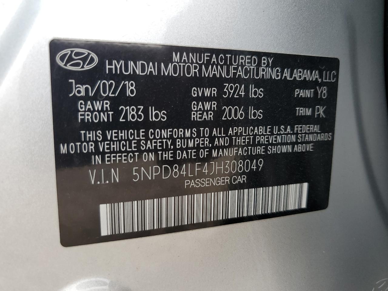 2018 Hyundai Elantra Sel VIN: 5NPD84LF4JH308049 Lot: 81368895