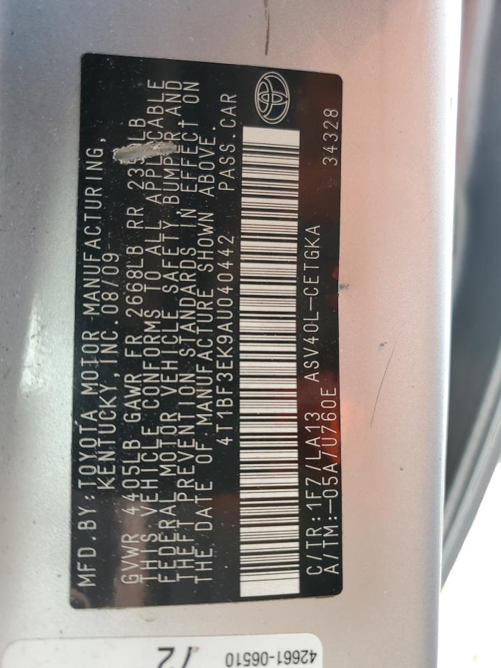 2010 Toyota Camry Base VIN: 4T1BF3EK9AU040442 Lot: 71221595