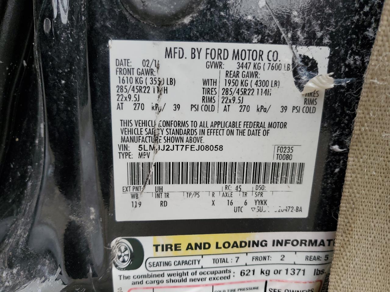 2015 Lincoln Navigator VIN: 5LMJJ2JT7FEJ08058 Lot: 81389545