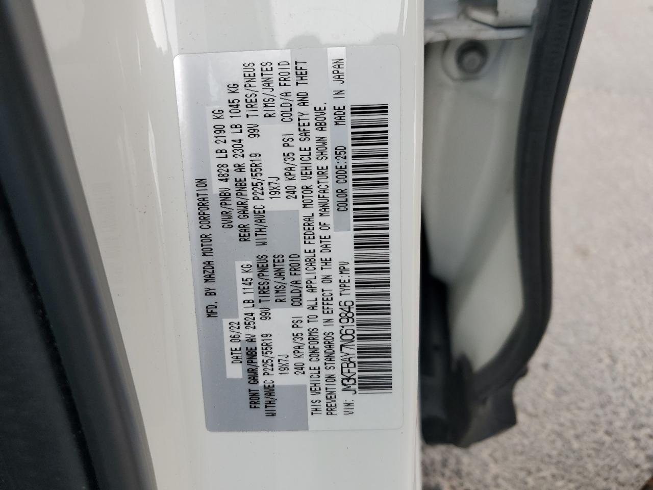 2022 Mazda Cx-5 VIN: JM3KFBAY7N0619846 Lot: 82154475