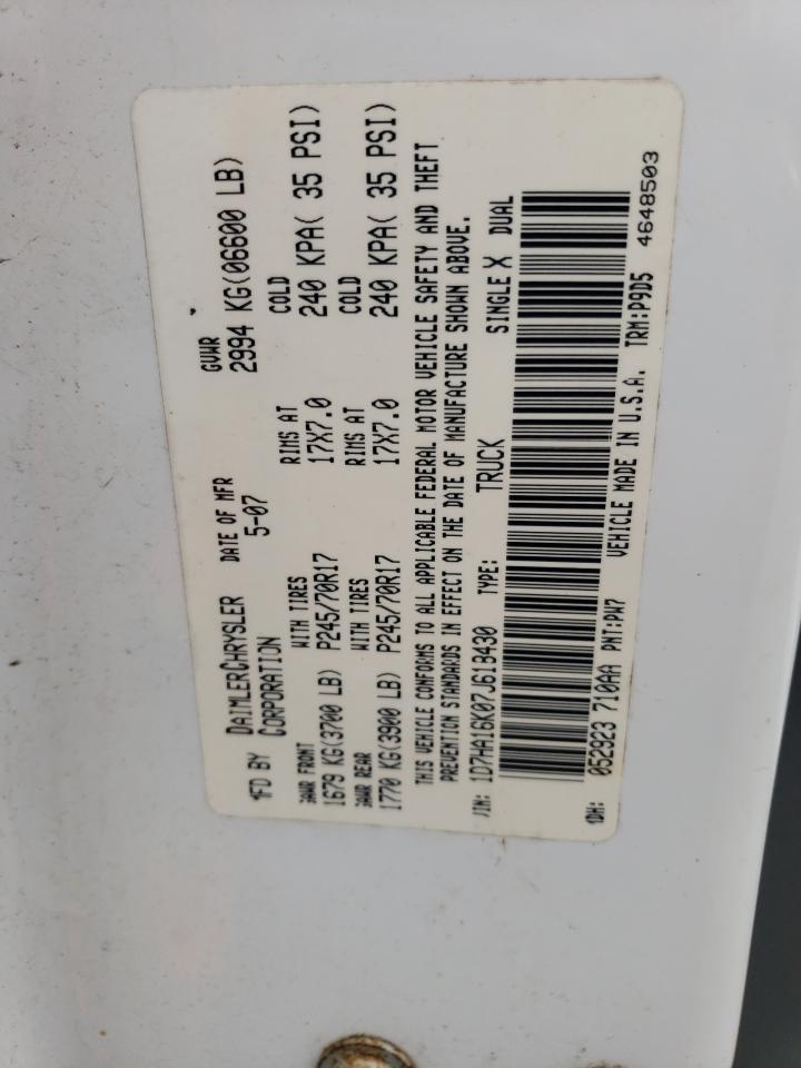 2007 Dodge Ram 1500 St VIN: 1D7HA16K07J618430 Lot: 83941235