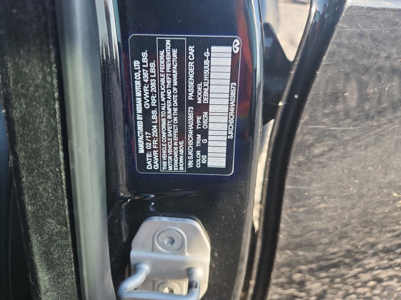 2017 Infiniti Qx30 Base VIN: SJKCH5CR4HA038573 Lot: 84371025