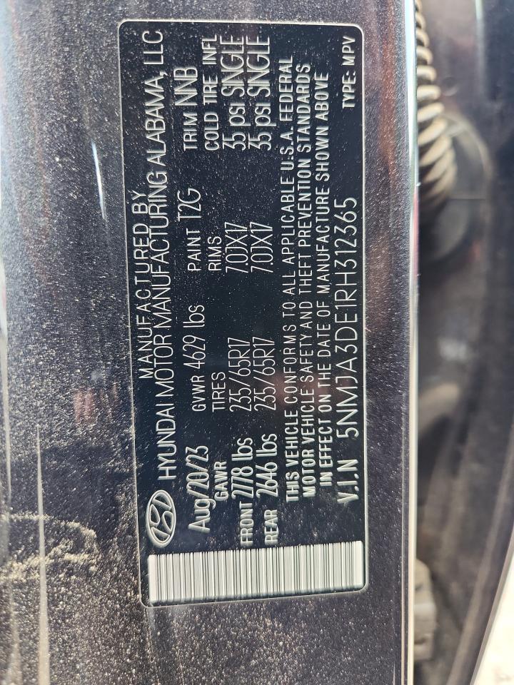 2024 Hyundai Tucson Se VIN: 5NMJA3DE1RH312365 Lot: 81604505