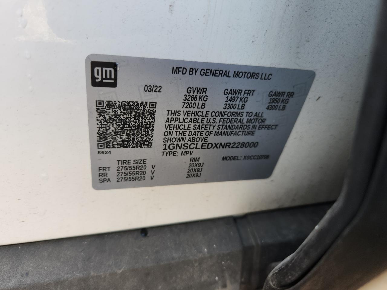 2022 Chevrolet Tahoe C1500 VIN: 1GNSCLEDXNR228000 Lot: 81611745