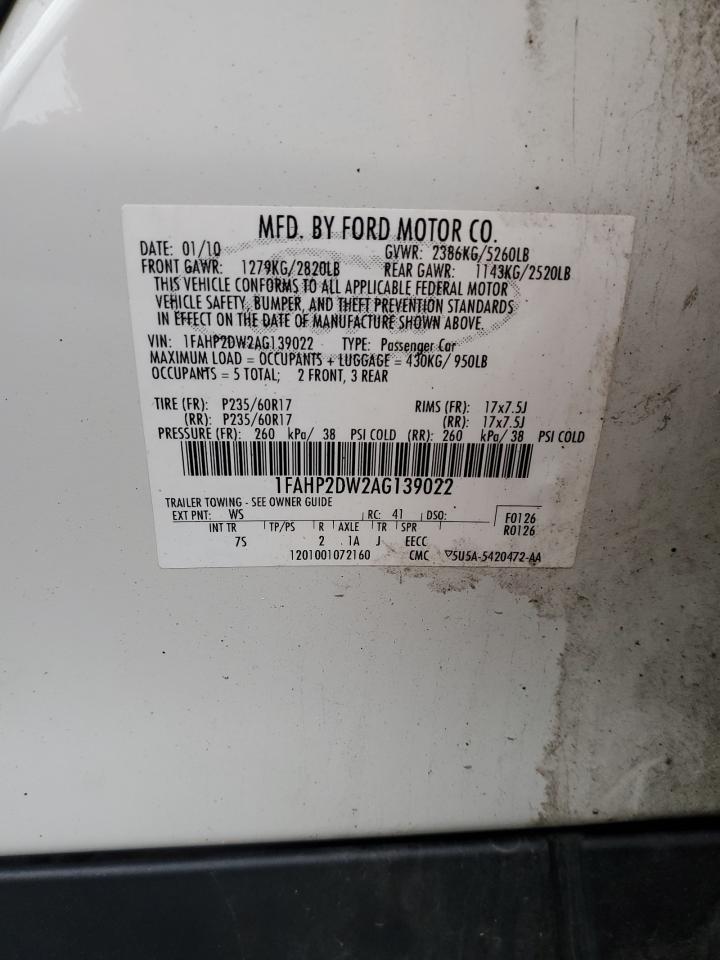 2010 Ford Taurus Se VIN: 1FAHP2DW2AG139022 Lot: 81065615