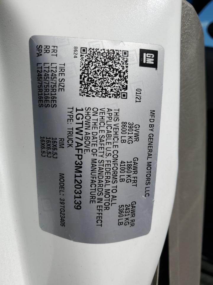 2021 GMC Savana G2500 VIN: 1GTW7AFP3M1203139 Lot: 81316745