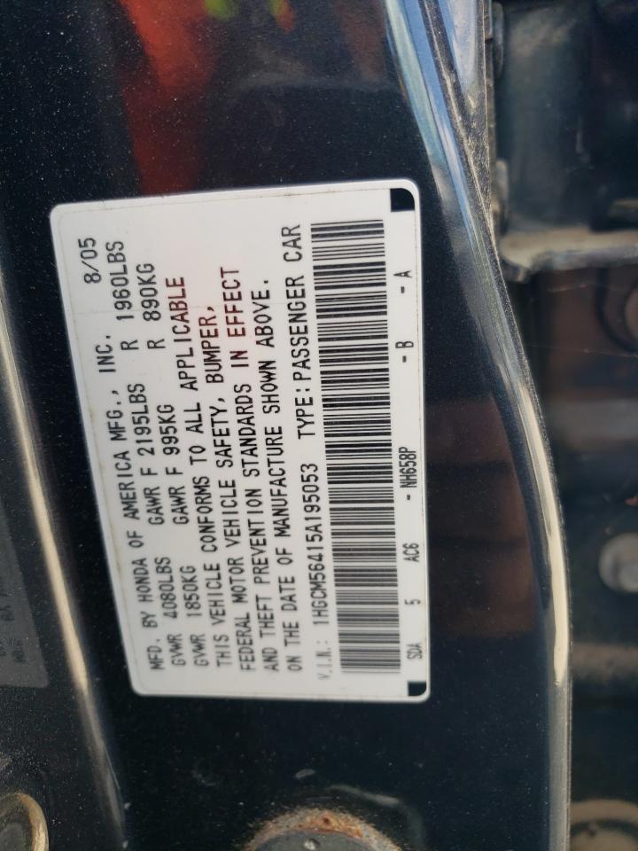 2005 Honda Accord Lx VIN: 1HGCM56415A195053 Lot: 71499645