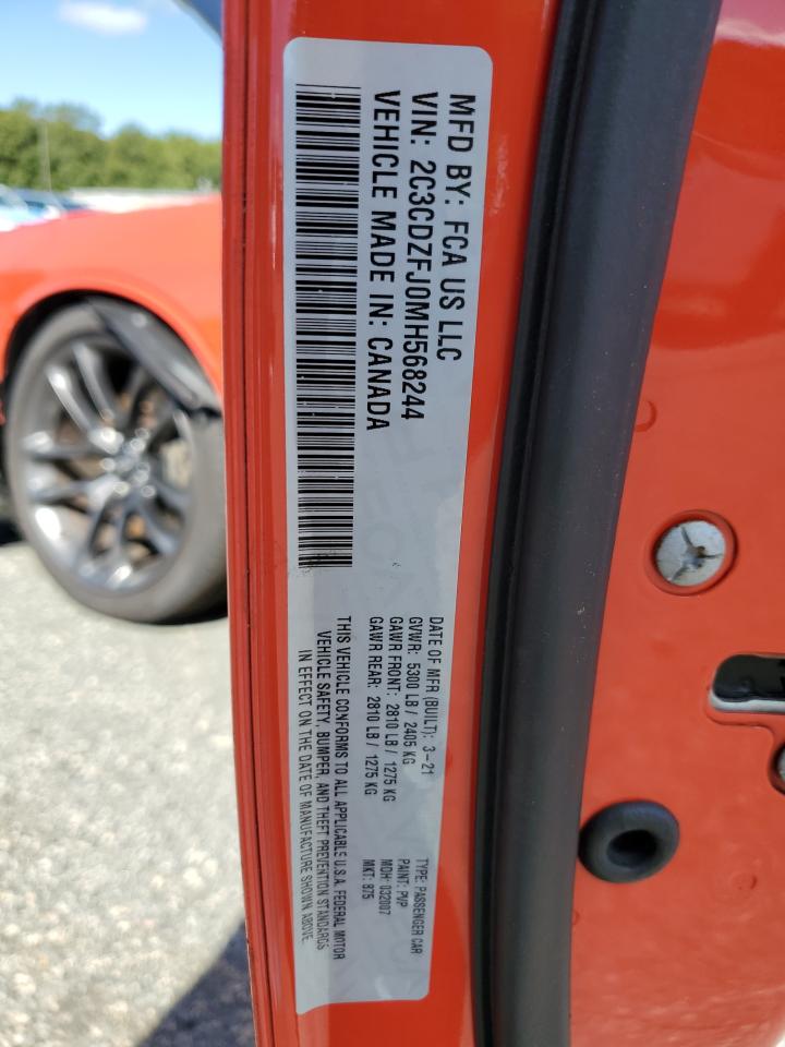 2021 Dodge Challenger R/T Scat Pack VIN: 2C3CDZFJ0MH568244 Lot: 81141365